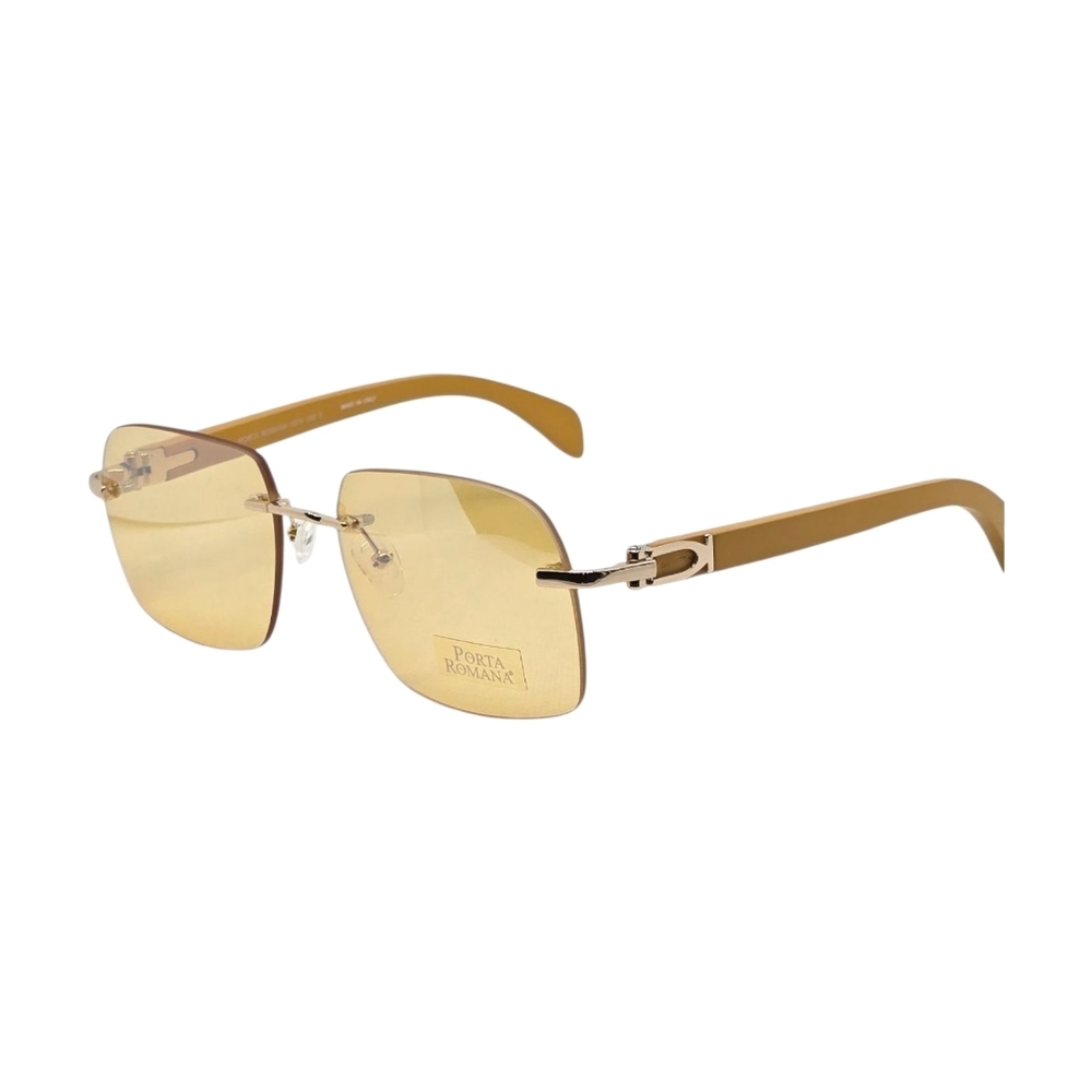 Porta Romana Gold-Toned Sunglasses wood temples MOD. 1974